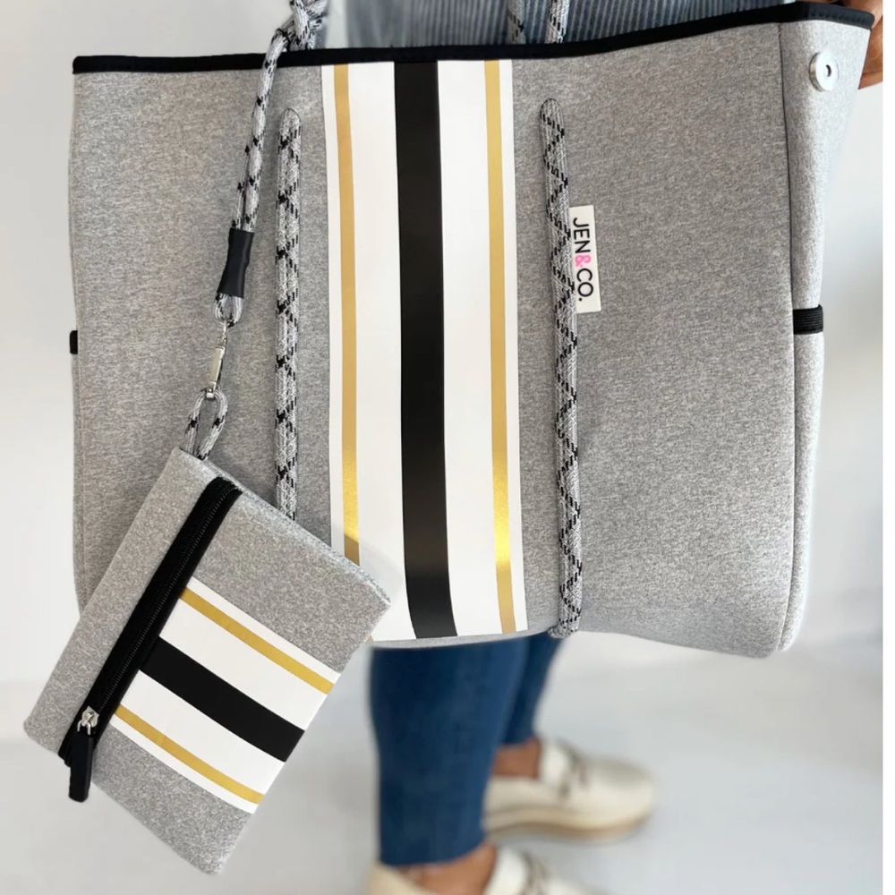 Gray and Gold Women's Tote Bag Set